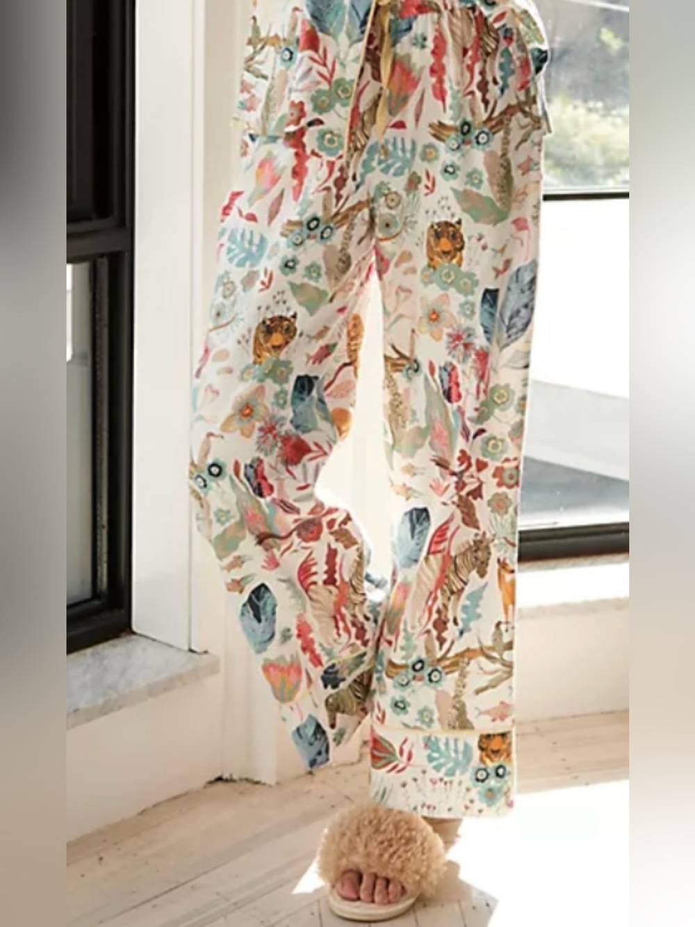 Anthropologie Michelle Morin Animalia Safari Wide Leg Sleep Pants Multicolor XS